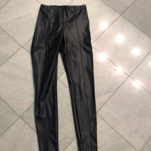 Black faux leather pants